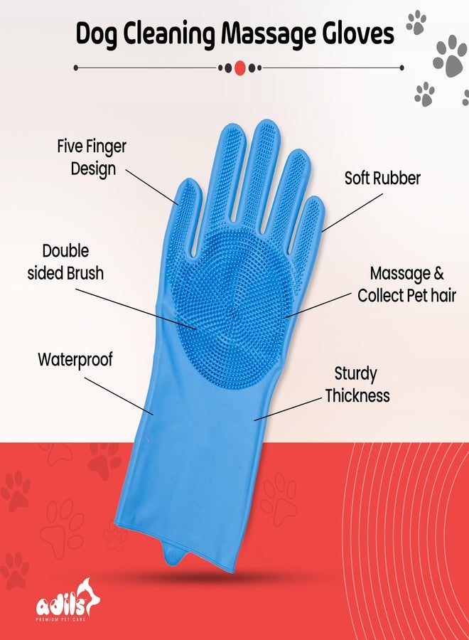 ADIL'S Adil’s Pet Grooming Gloves for Cats & Dogs, Waterproof pet Bathing Hand Gloves Design for Shower, Massage, scrubbing, Color: Blue, Pair of 1 (Blue) - Image 2